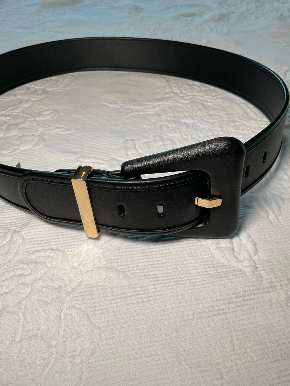 CAbi Black Leather Belt with Gold-Tone Hardware